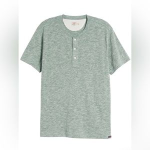 Faherty Short Sleeve Heathered Henley in Woodsy Green Heather NWT Size XL